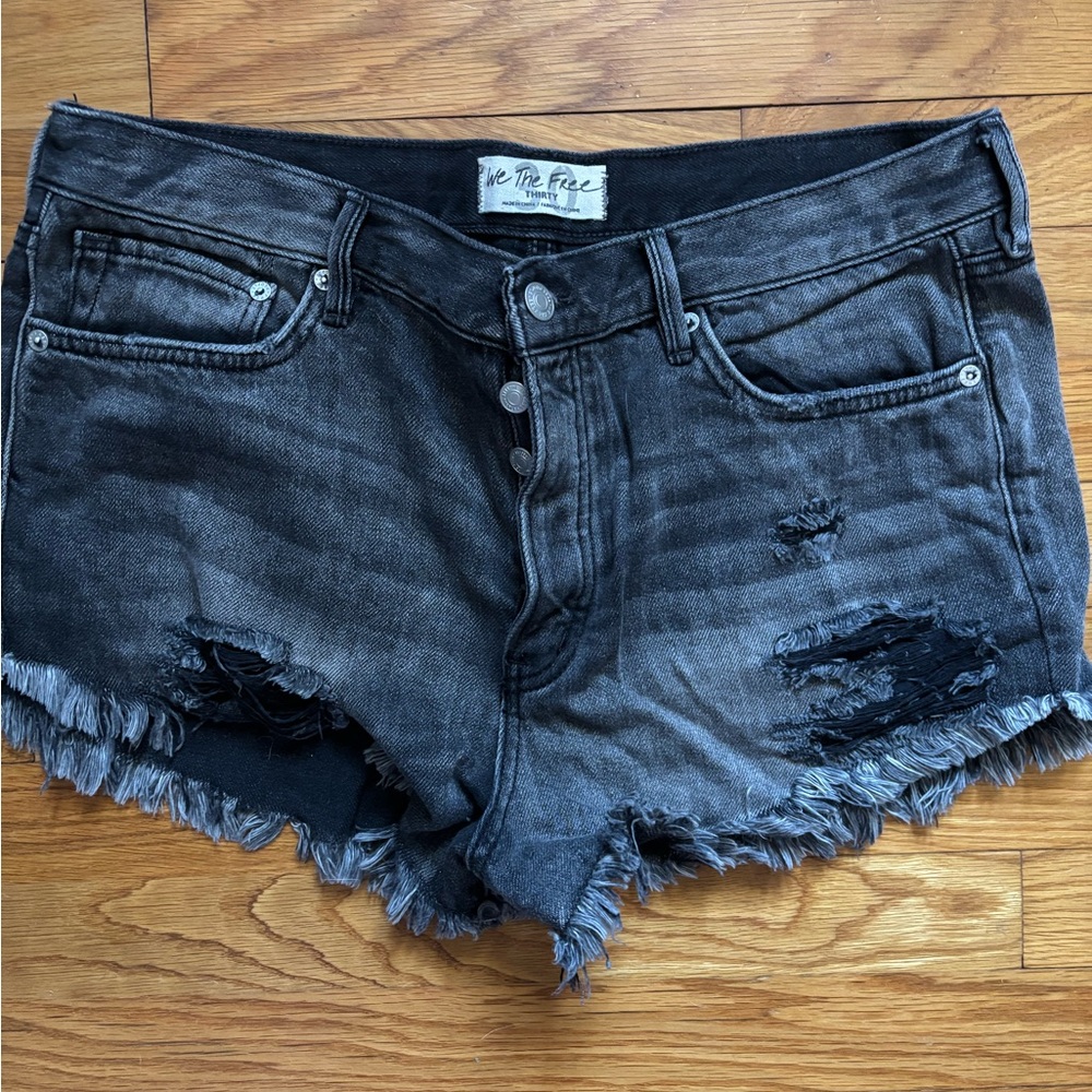 We The Free Black Distressed Women Shorts